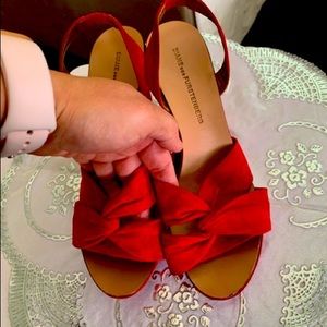 Gorgeous Red suede wedge sandals! These are knockout shoes for a knockout girl!